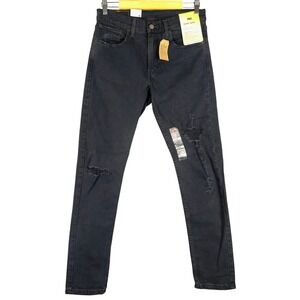 Levi's Mens Skinny Taper Jeans 32x30 Stretch Denim Black Distressed